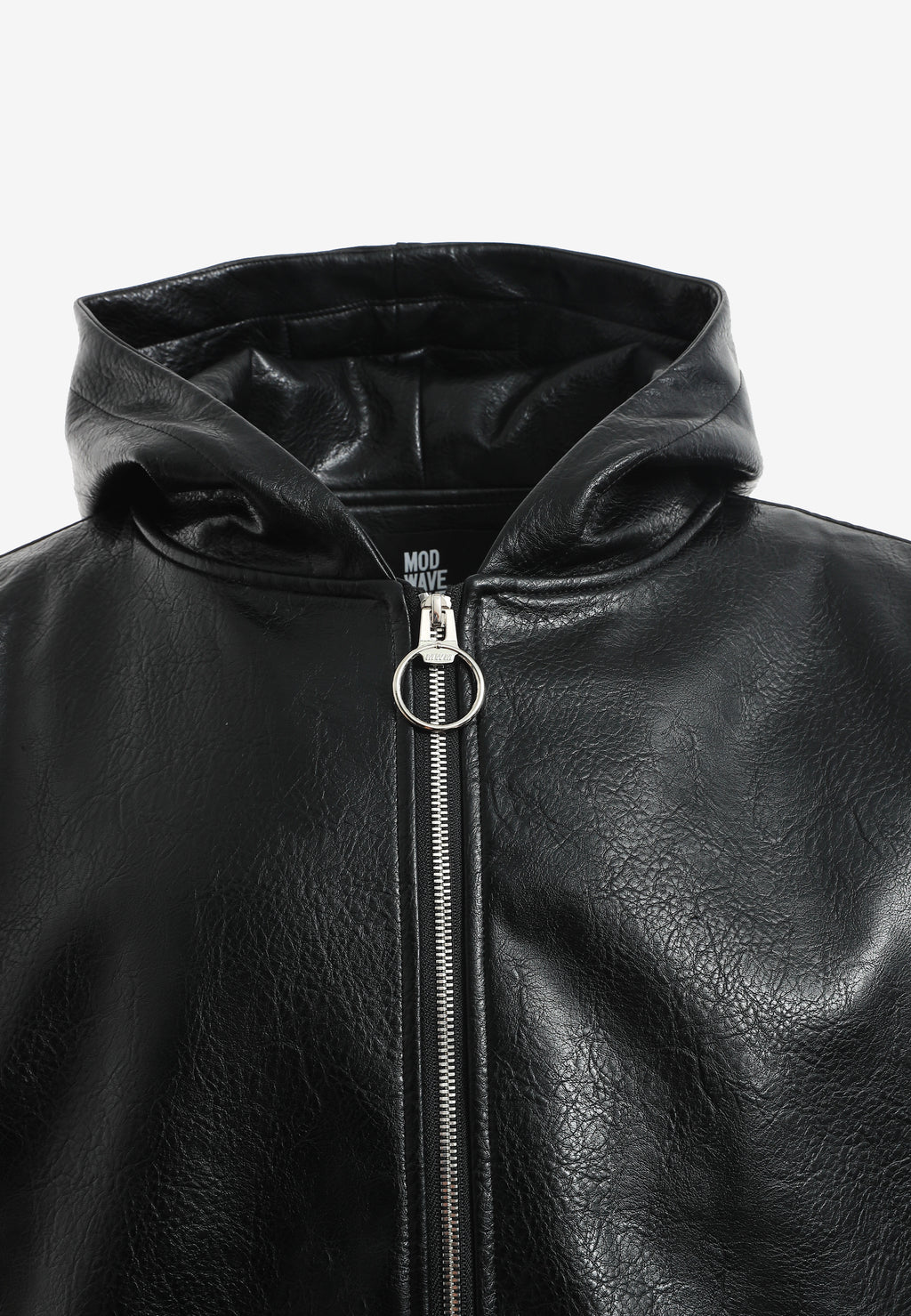 Chaqueta Bomber efecto piel con capucha y hombreras | MWM [PS_COLORS:BLACK]