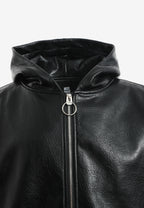Chaqueta Bomber efecto piel con capucha y hombreras | MWM [PS_COLORS:BLACK]