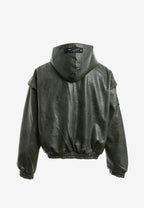 Chaqueta Bomber efecto piel con capucha y hombreras | MWM [PS_COLORS:GREEN]