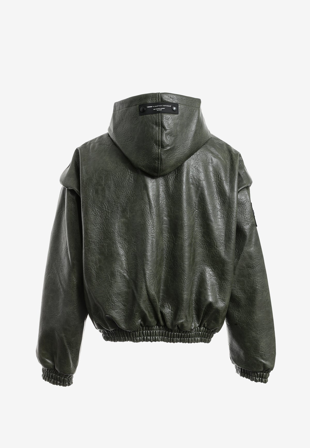 Chaqueta Bomber efecto piel con capucha y hombreras | MWM [PS_COLORS:GREEN]