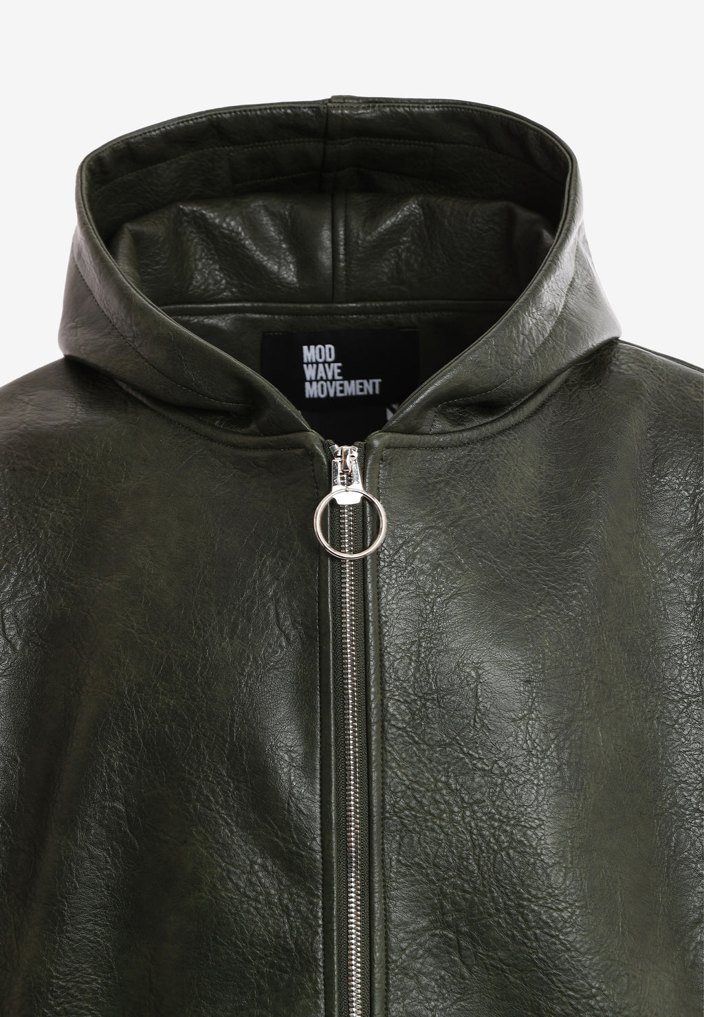 Chaqueta Bomber efecto piel con capucha y hombreras | MWM [PS_COLORS:GREEN]