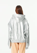 Chaqueta Bomber efecto piel con capucha y hombreras | MWM [PS_COLORS:SILVER]