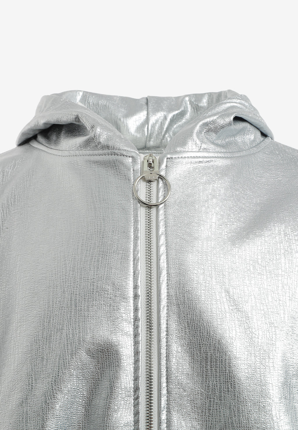 Chaqueta Bomber efecto piel con capucha y hombreras | MWM [PS_COLORS:SILVER]