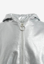 Chaqueta Bomber efecto piel con capucha y hombreras | MWM [PS_COLORS:SILVER]