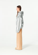 Chaqueta Bomber efecto piel con capucha y hombreras | MWM [PS_COLORS:SILVER]