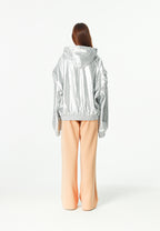 Chaqueta Bomber efecto piel con capucha y hombreras | MWM [PS_COLORS:SILVER]
