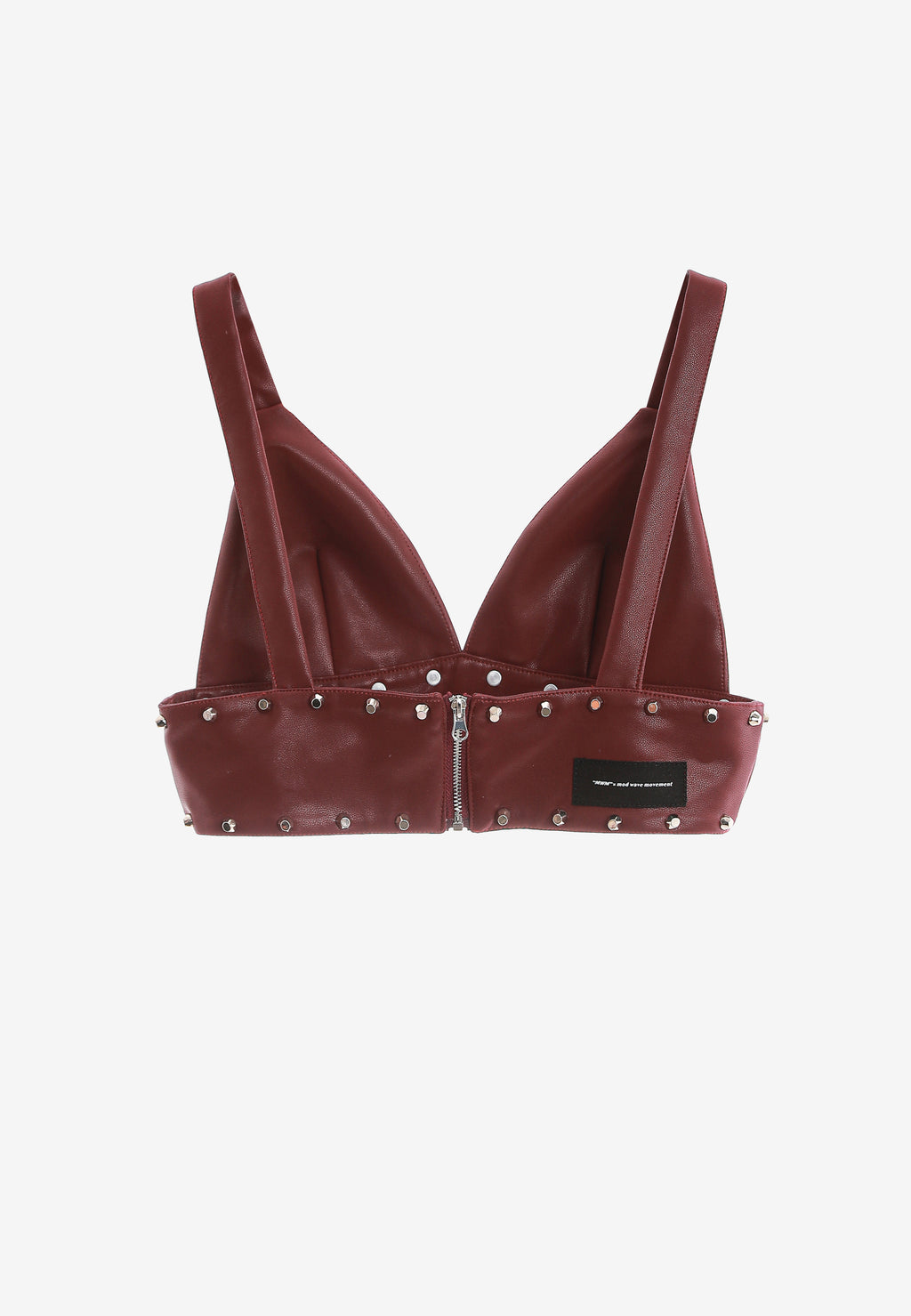 Top de efecto piel con escote pronunciado y tachuelas metálicas | MWM [PS_COLORS:BURGUNDY]