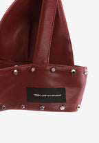 Top de efecto piel con escote pronunciado y tachuelas metálicas | MWM [PS_COLORS:BURGUNDY]