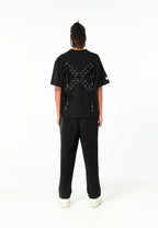 Camiseta Relaxed Fit con manga caída y X de cordones cruzados | MWM [PS_COLORS:BLACK]