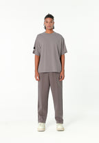 Camiseta Relaxed Fit con manga caída y X de cordones cruzados | MWM [PS_COLORS:GREY]