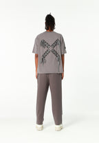 Camiseta Relaxed Fit con manga caída y X de cordones cruzados | MWM [PS_COLORS:GREY]