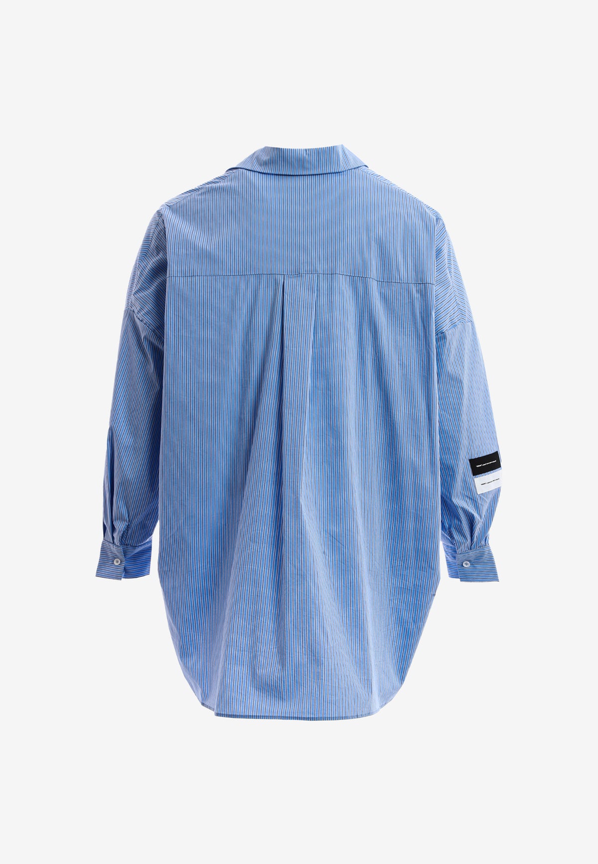 Camisa básica de mujer con corte asiático, pliegues y escote | MWM [PS_COLORS:BLUE]