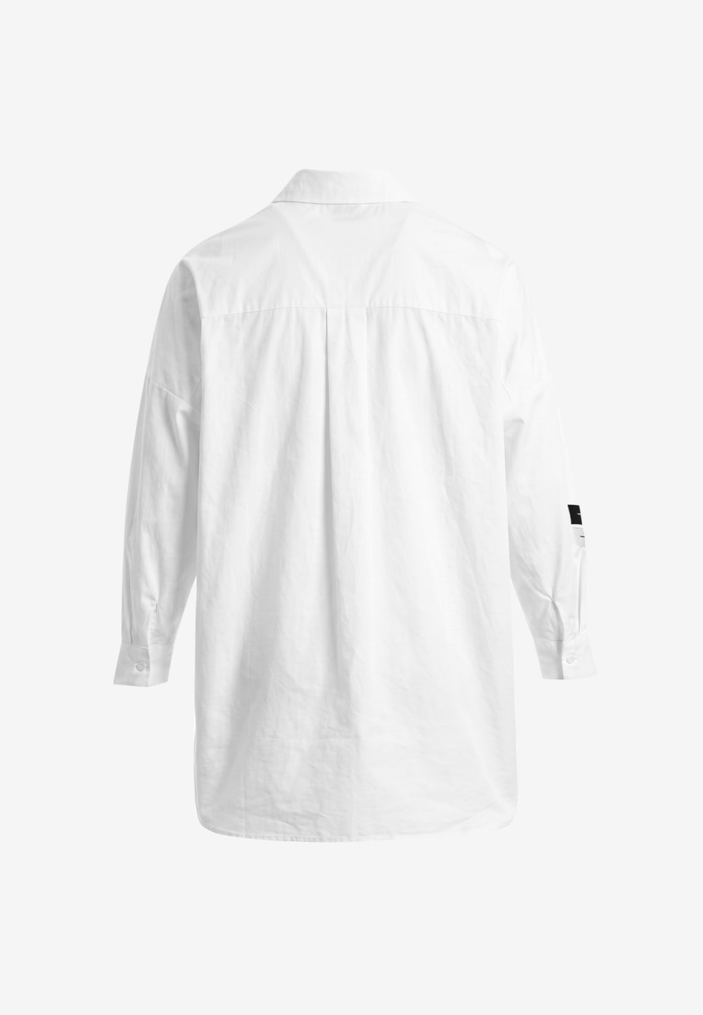 Camisa básica de mujer con corte asiático, pliegues y escote | MWM [PS_COLORS:WHITE]