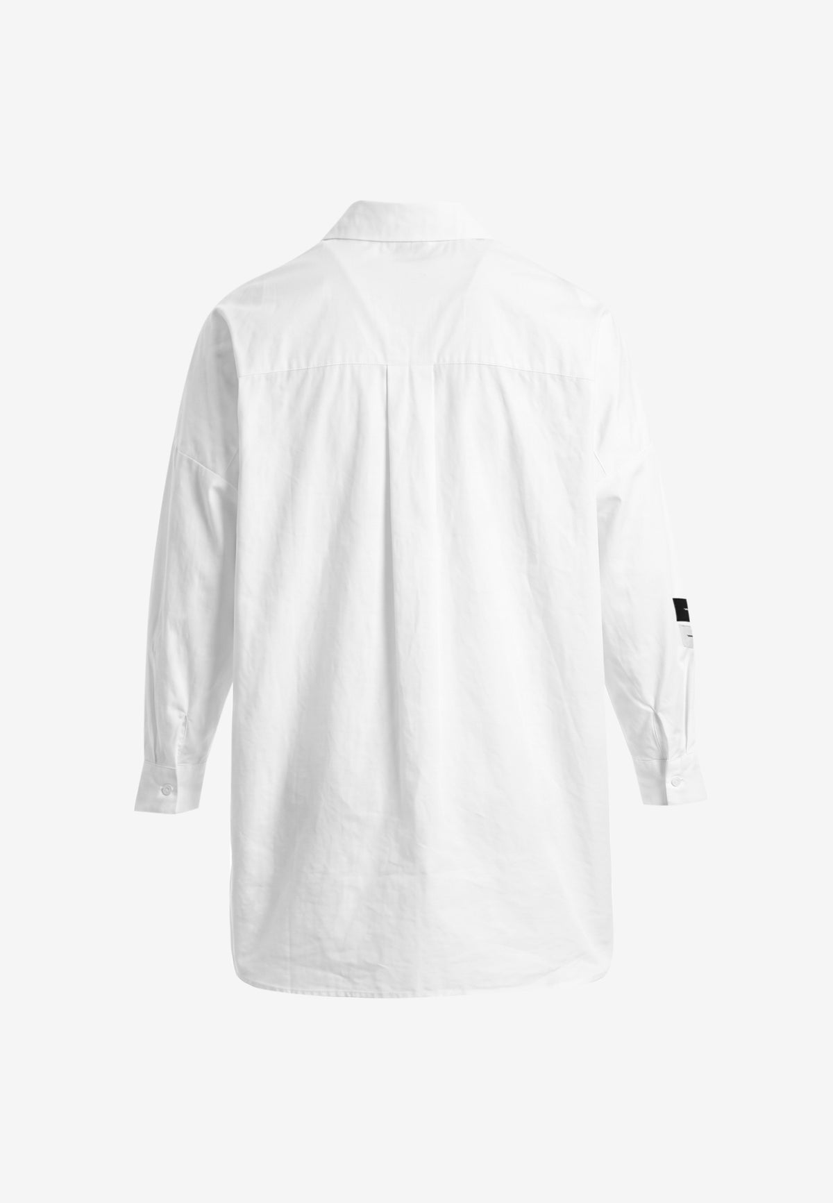 Camisa básica de mujer con corte asiático, pliegues y escote | MWM [PS_COLORS:WHITE]