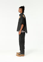 Camisa vaquera TEDDY de corte relajado con parches Teddy en frontal y espalda | MWM [PS_COLORS:BLACK]