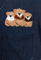Camisa vaquera TEDDY de corte relajado con parches Teddy en frontal y espalda | MWM [PS_COLORS:BLUE]