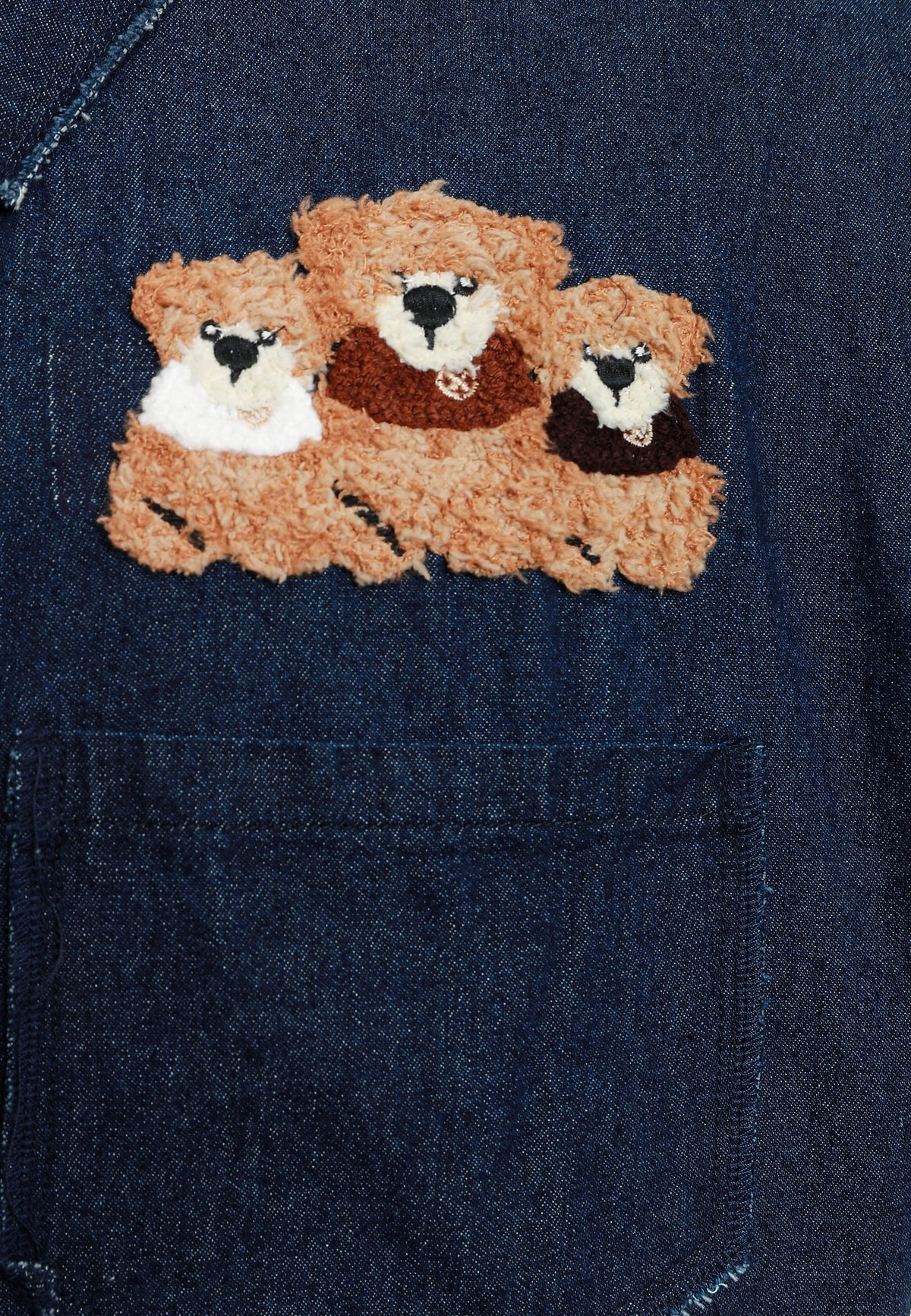 Camisa vaquera TEDDY de corte relajado con parches Teddy en frontal y espalda | MWM [PS_COLORS:BLUE]