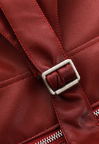 Top ajustado efecto piel con cremallera frontal y espalda abierta | MWM [PS_COLORS:BURGUNDY]