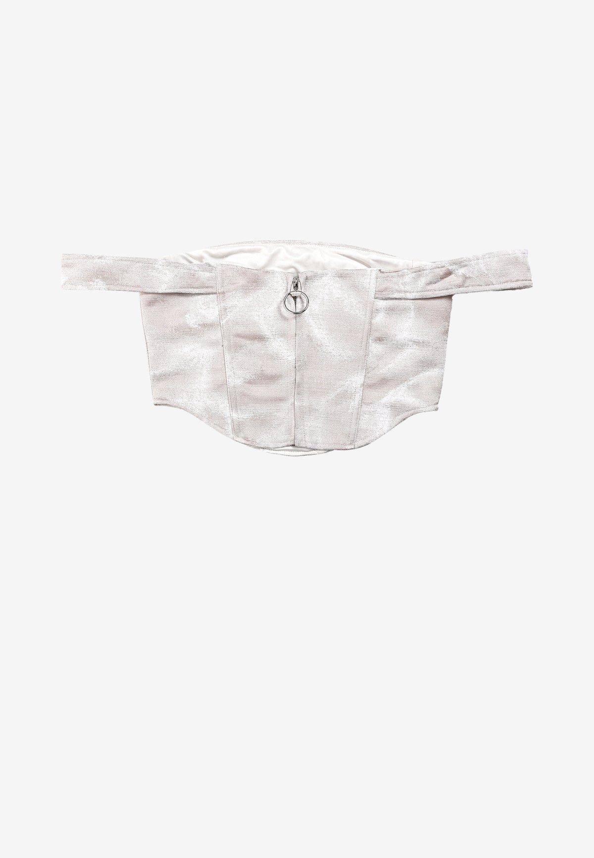 Top corsé en jacquard de chenilla con brillo y mangas caídas | MWM [PS_COLORS:IVORY]