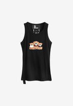 Top de mujer TEDDY ajustado de tirantes con parche Teddy de peluche en el frontal | MWM [PS_COLORS:BLACK]