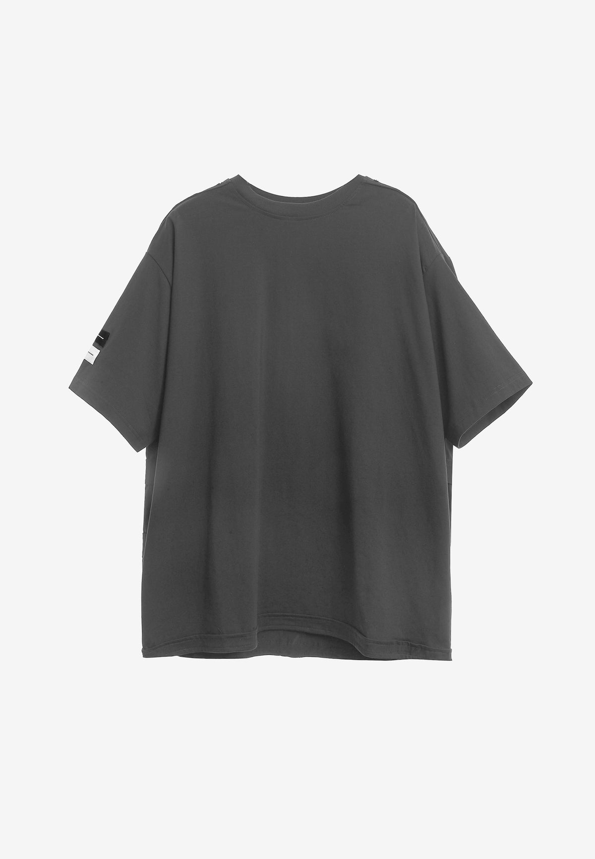 Camiseta de corte relajado con diseño entrelazado y tachuelas en los hombros | MWM [PS_COLORS:GREY]