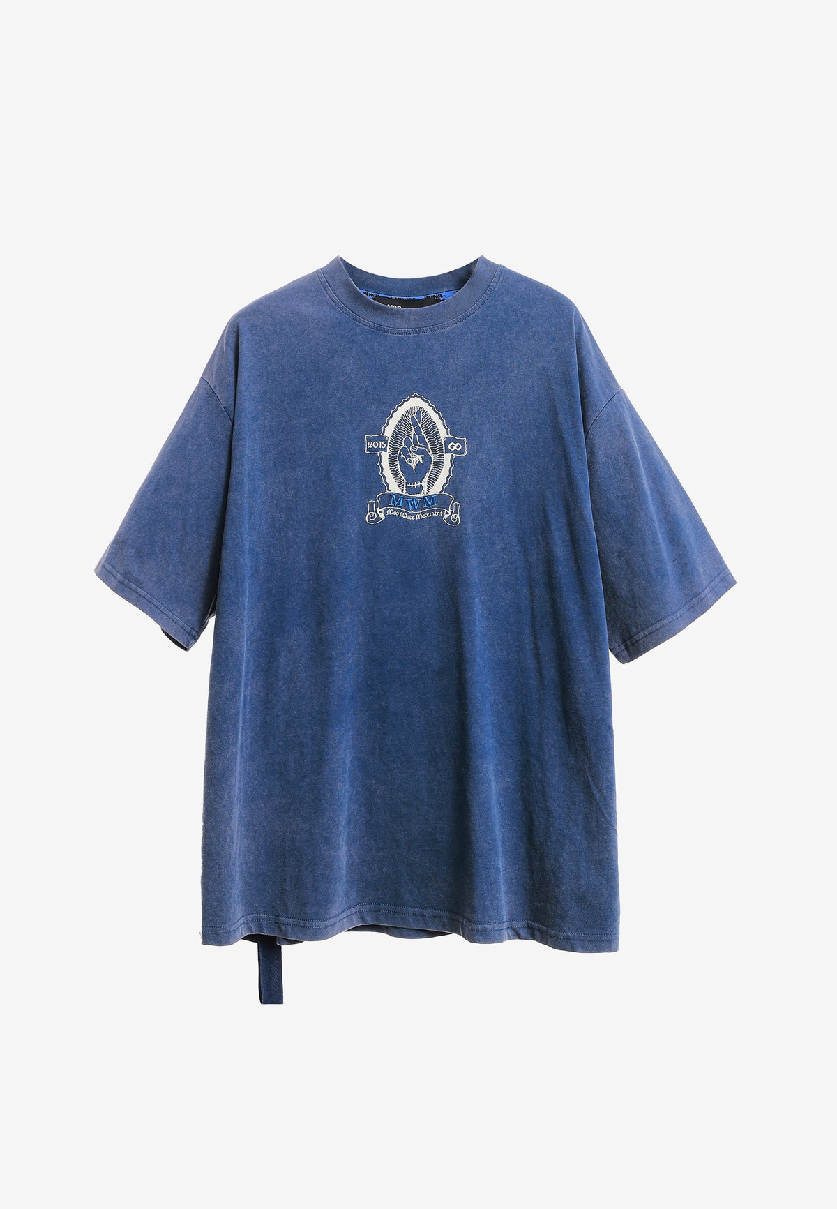 Camiseta de corte regular lavada con logo infinito y cruz bordada | MWM [PS_COLORS:BLUE]