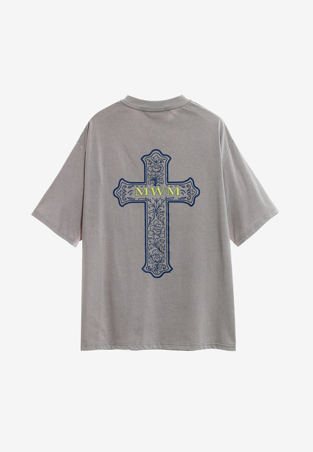Camiseta de corte regular lavada con logo infinito y cruz bordada | MWM [PS_COLORS:GREY]