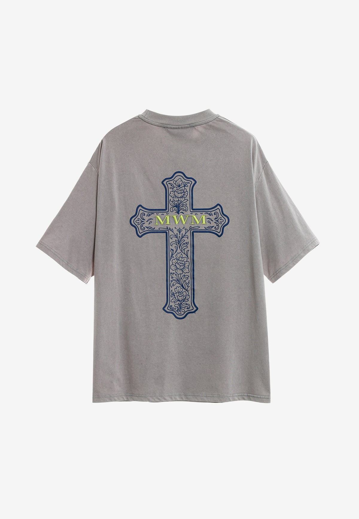 Camiseta de corte regular lavada con logo infinito y cruz bordada | MWM [PS_COLORS:GREY]