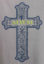 Camiseta de corte regular lavada con logo infinito y cruz bordada | MWM [PS_COLORS:GREY]