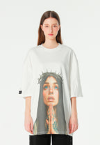 Camiseta Faces de algodón mercerizado con print de gran formato | MWM [PS_COLORS:WHITE]