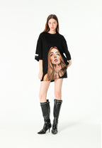 Camiseta Faces de algodón mercerizado con print de gran formato | MWM [PS_COLORS:BLACK]