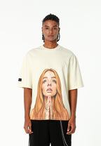 Camiseta Faces de algodón mercerizado con print de gran formato | MWM [PS_COLORS:ECRU]