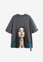 Camiseta Faces de algodón mercerizado con print de gran formato | MWM [PS_COLORS:GREY]
