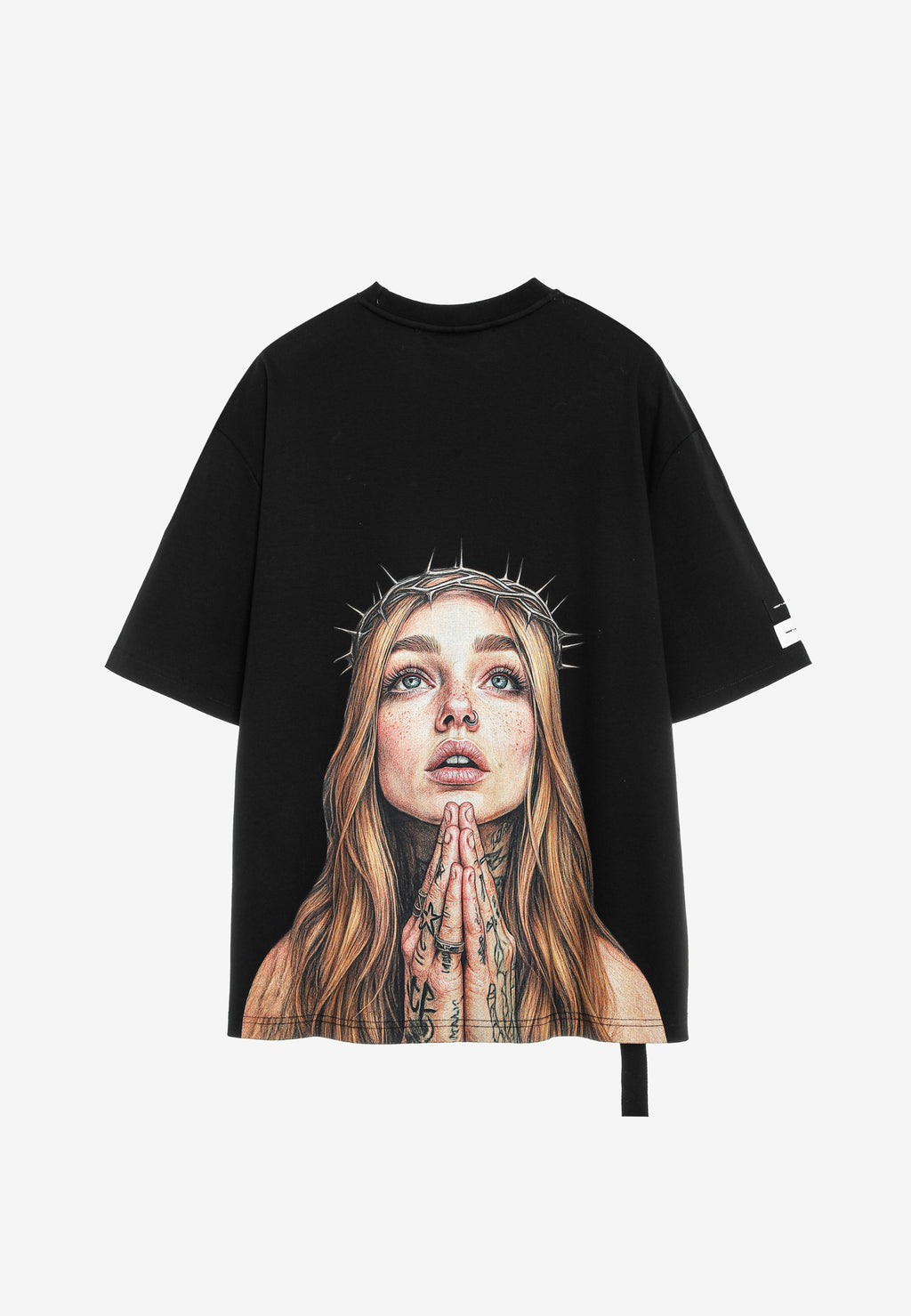 Camiseta Faces de algodón mercerizado con print de gran formato | MWM [PS_COLORS:BLACK]