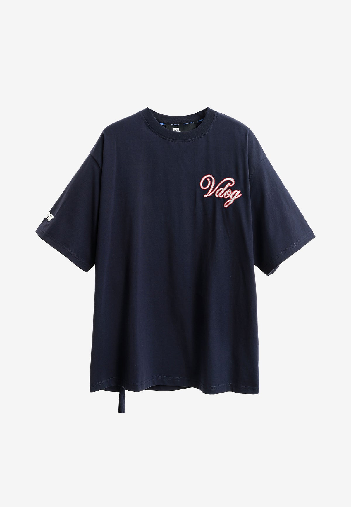 Camiseta Vanguard Dogs VDOG de corte regular con bulldog y aplicaciones efecto piel en la espalda | MWM [PS_COLORS:NAVY]