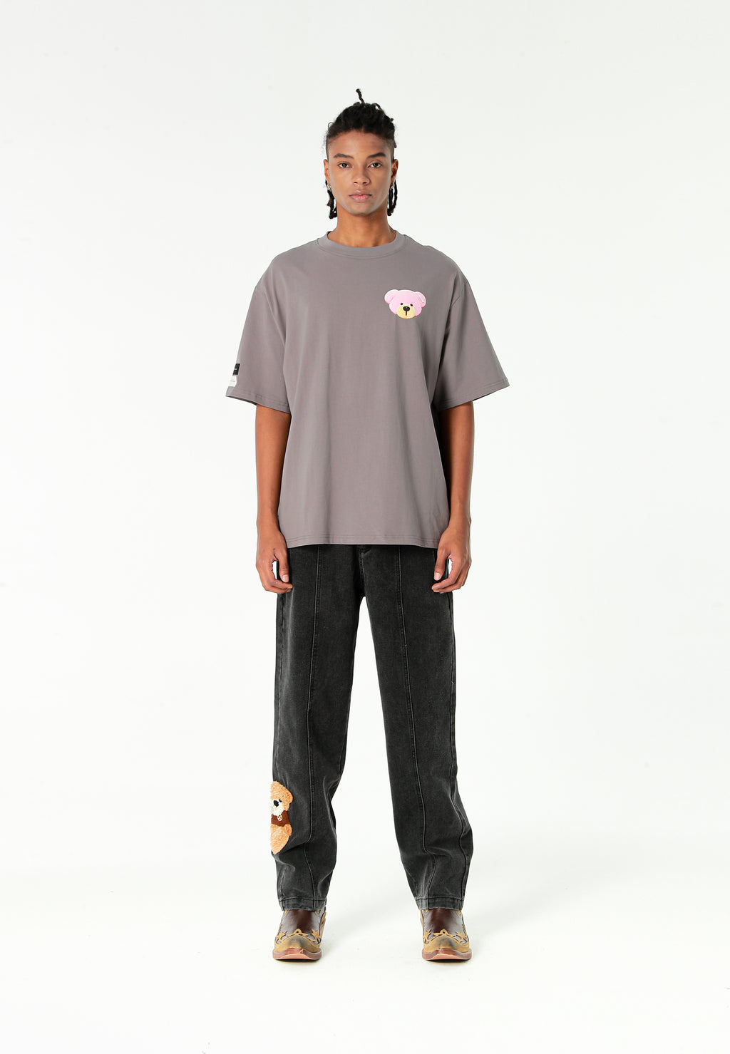 Camiseta TEDDY Mike Bag de corte regular con print en pecho y espalda | MWM [PS_COLORS:GREY]