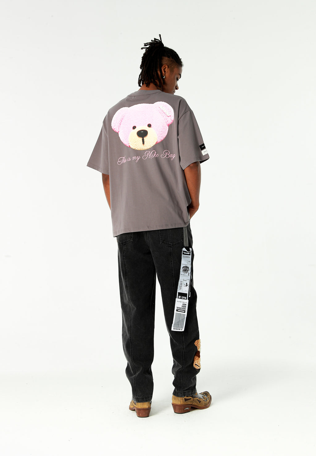 Camiseta TEDDY Mike Bag de corte regular con print en pecho y espalda | MWM [PS_COLORS:GREY]