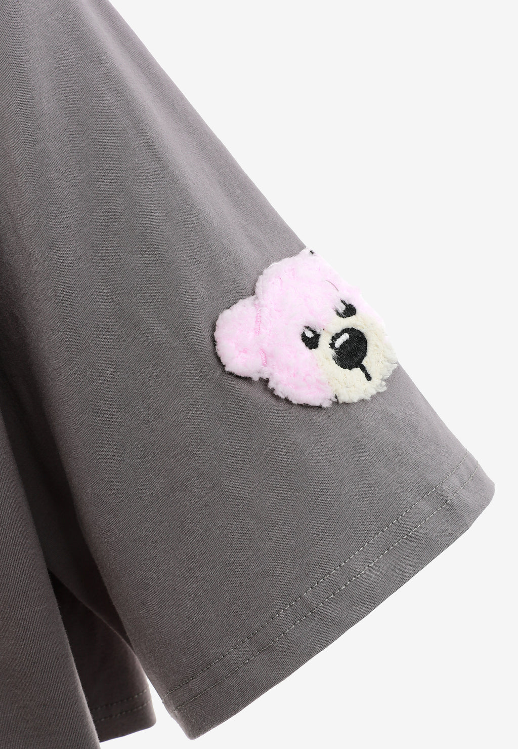 Camiseta de mujer TEDDY Mike Bag corta con gran parche frontal y detalles en mangas | MWM [PS_COLORS:GREY]