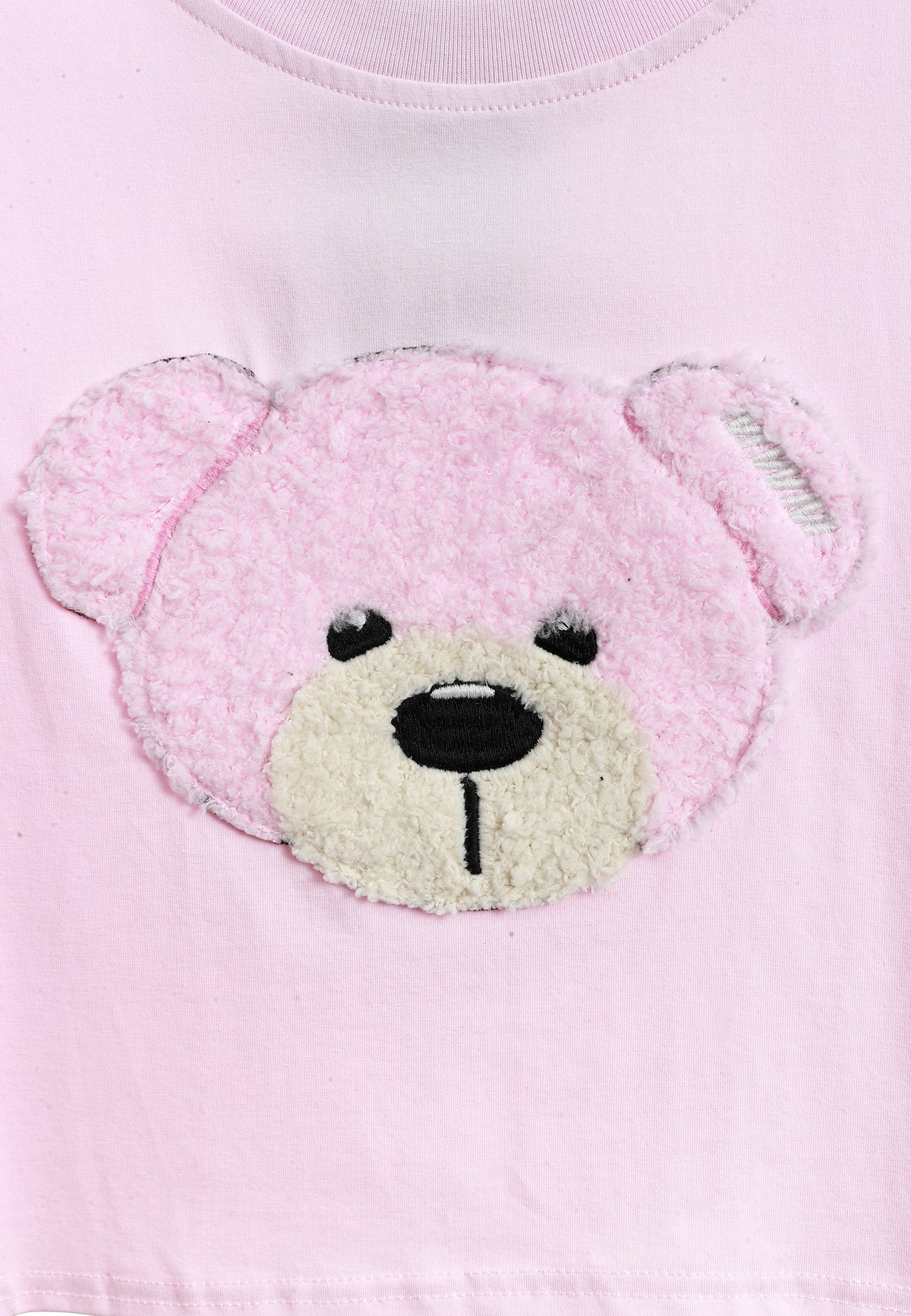 Camiseta de mujer TEDDY Mike Bag corta con gran parche frontal y detalles en mangas | MWM [PS_COLORS:PINK]