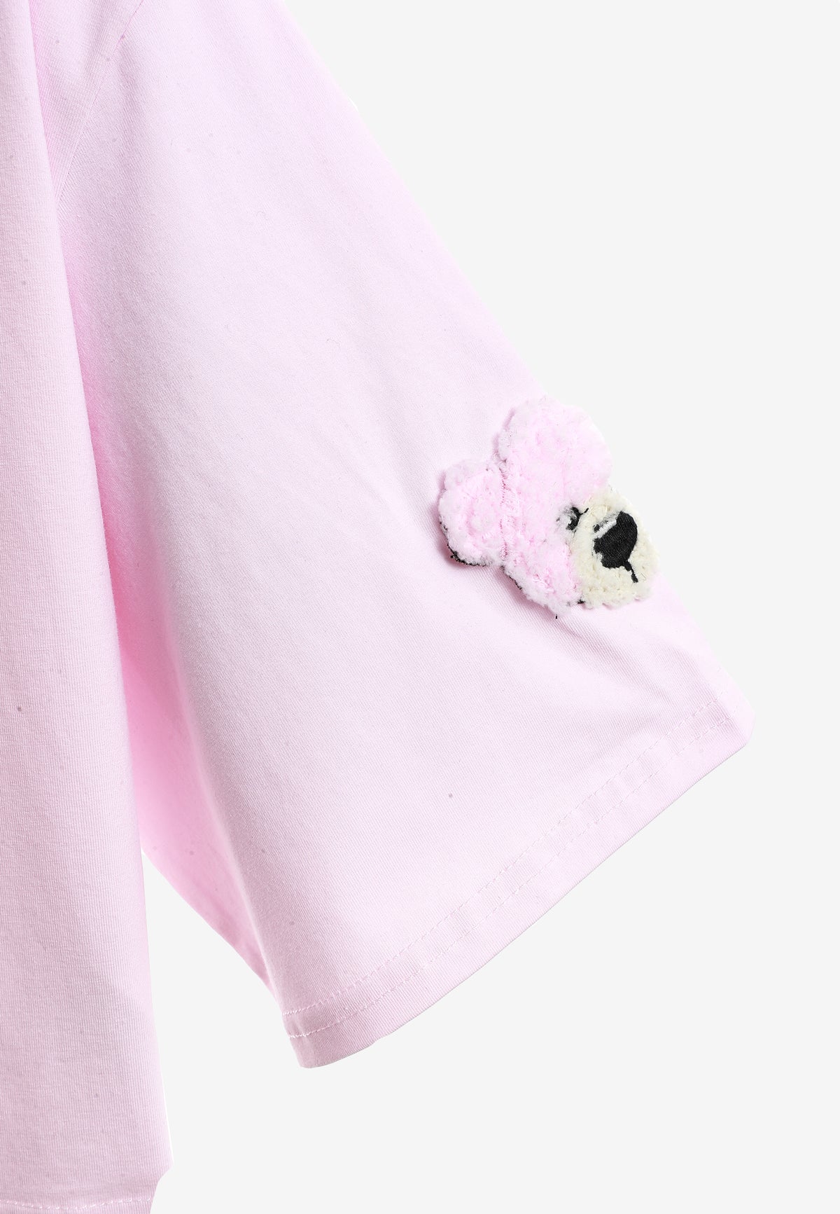 Camiseta de mujer TEDDY Mike Bag corta con gran parche frontal y detalles en mangas | MWM [PS_COLORS:PINK]