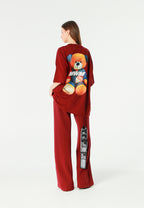 Camiseta TEDDY de corte regular con print patchwork 3D en la espalda | MWM [PS_COLORS:BURGUNDY]