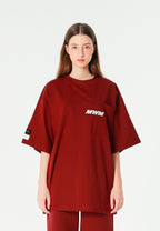 Camiseta TEDDY de corte regular con print patchwork 3D en la espalda | MWM [PS_COLORS:BURGUNDY]