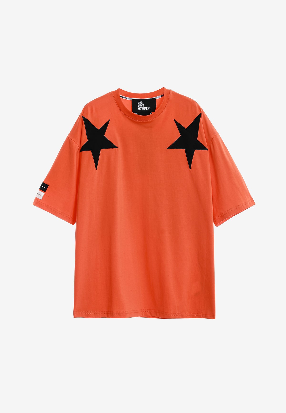 Camiseta Wings de corte relajado con estrellas frontales y doble parche de alas en la espalda | MWM [PS_COLORS:ORANGE]