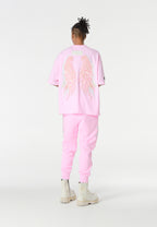 Camiseta Wings de corte relajado con estrellas frontales y doble parche de alas en la espalda | MWM [PS_COLORS:PINK]