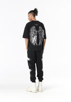 Camiseta Wings de corte relajado con alas de tachuelas en la espalda | MWM [PS_COLORS:BLACK]