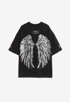 Camiseta Wings de corte relajado con alas de tachuelas en la espalda | MWM [PS_COLORS:BLACK]
