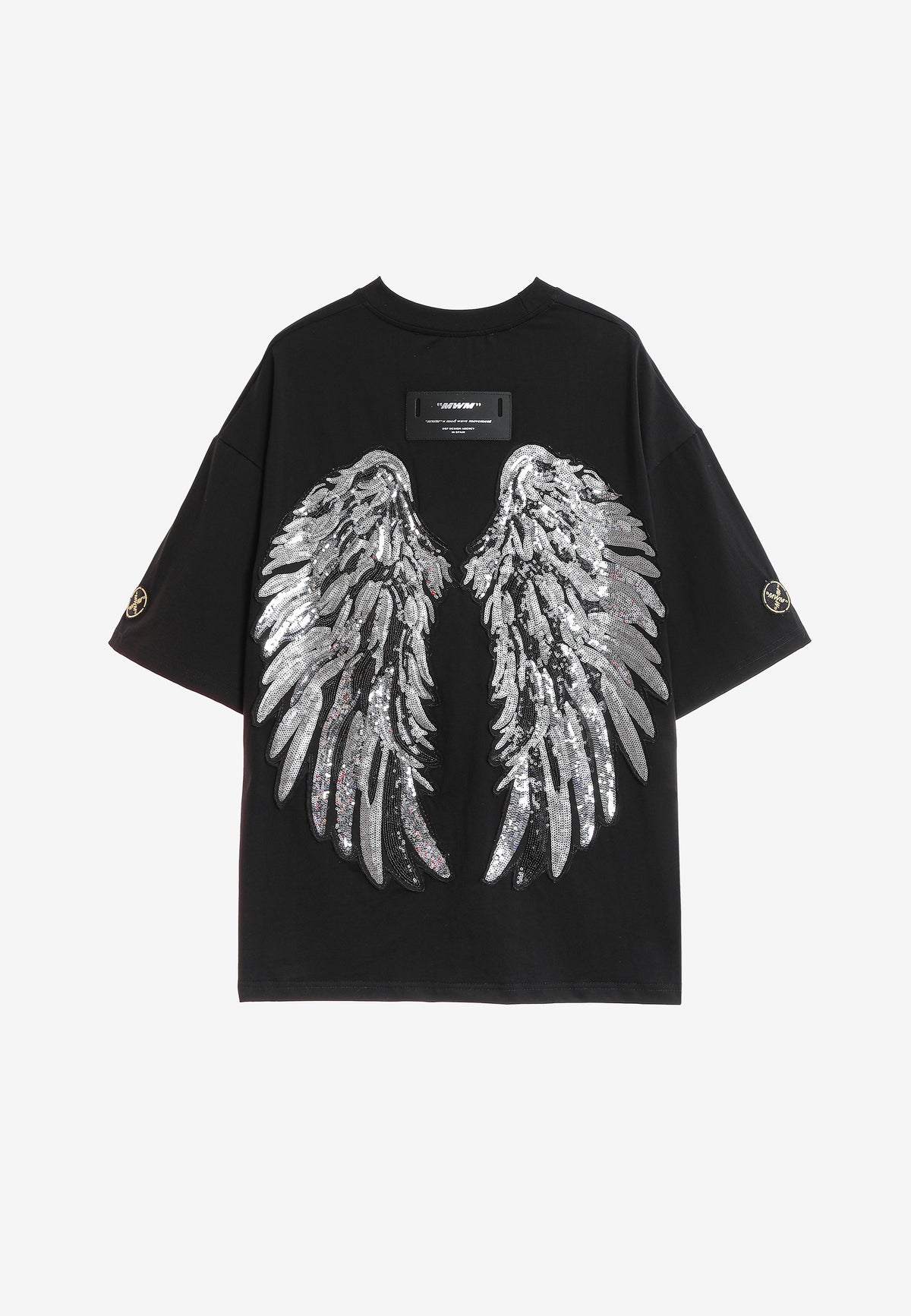 Camiseta Wings de corte relajado con alas de tachuelas en la espalda | MWM [PS_COLORS:BLACK]