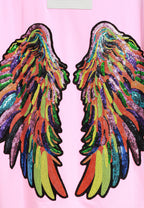 Camiseta Wings de corte relajado con alas de tachuelas en la espalda | MWM [PS_COLORS:PINK]