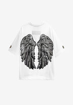 Camiseta Wings de corte relajado con alas de tachuelas en la espalda | MWM [PS_COLORS:WHITE]