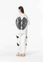 Camiseta Wings de corte relajado con alas de tachuelas en la espalda | MWM [PS_COLORS:WHITE]